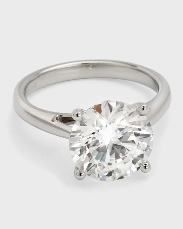 Lab Grown Diamond Platinum Round Solitaire Ring, Size 6, 4.0tcw